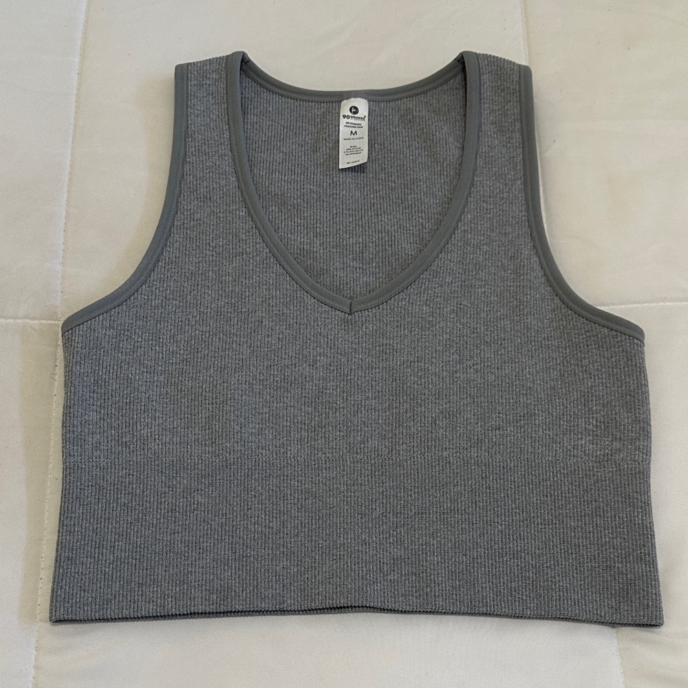 90 Degree By Reflex Charcoal Ribbed Crop Top